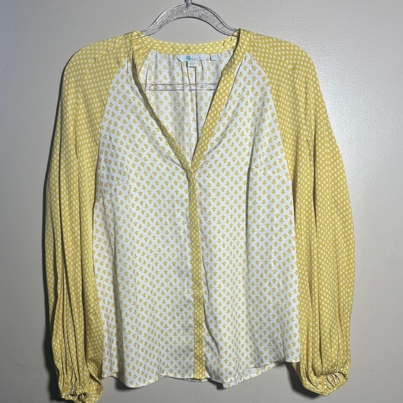 Boden Tops - Boden Yellow White Printed Top |‎ 6